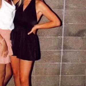 Black silk pants store romper